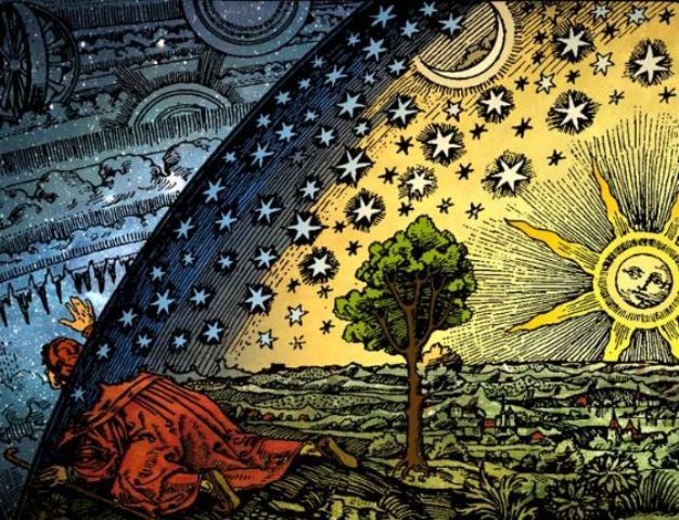 The Pilgrim at the threshold of the celestial spheres, gazing beyond the sublunary firmament into the archetypal machinery of the cosmos.